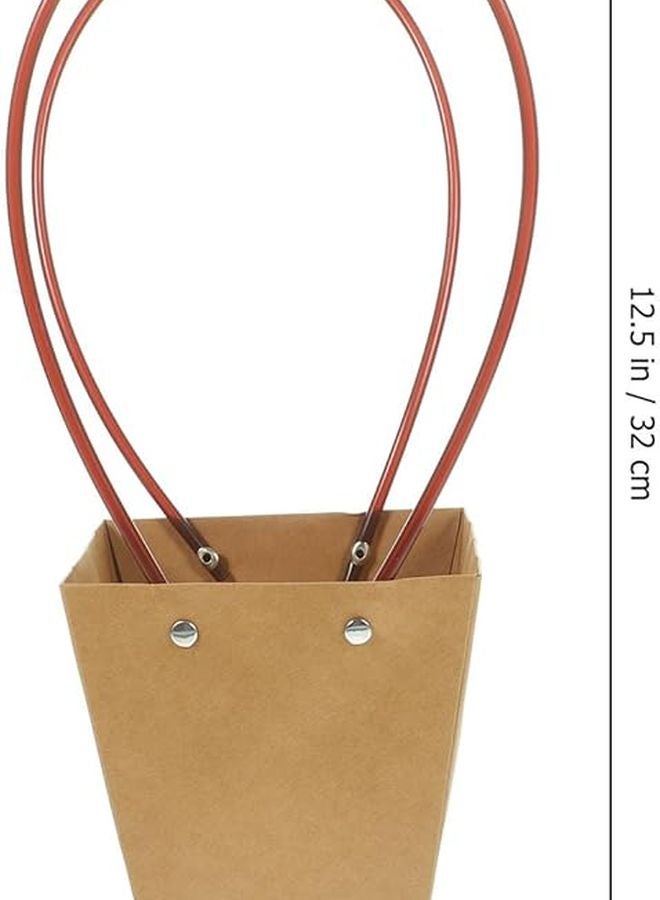 Kraft Paper Flower Bouquet Bags 6pcs Waterproof Floral Wrapping Pouches with Handles - Image 1